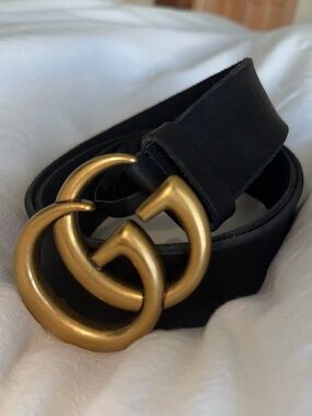 Authentic Gucci GG Marmont Wide Belt – Black Leather Size 95/38 – Made in Italy